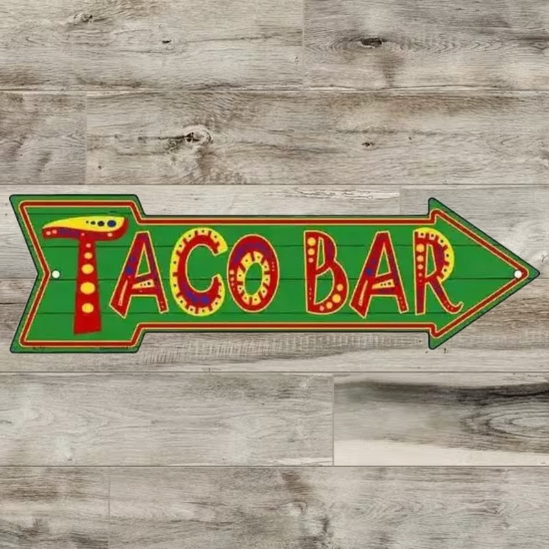 Taco Bar 17″ x 5″ Novelty Metal Arrow Sign Made In The USA Shrink-wrapped