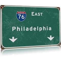 Philadelphia Metal Sign Vintage Direction Route 76 Airport Exit 12×18