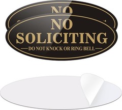 Elegant 2-Pack No Soliciting Signs – Weather-Resistant Aluminum – 7×3 in