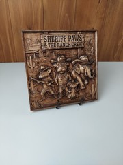 Sheriff Paws Wood Wall Art, 3D Relief Carving, Handmade Maple Western Decor