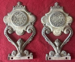 2 GORGEOUS Victorian Wall Furniture Decor Plaques Antique Vintage Metal Hardware