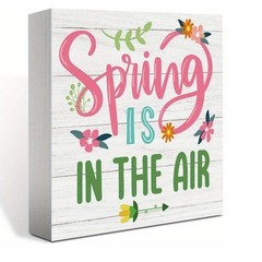 Spring Is In The Air Flower Wooden Box Sign Farmhouse Spring Decoration Gift