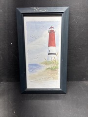 ￼ 8 X 14 Navy Blue Coastal Lighthouse Picture Wall Decor