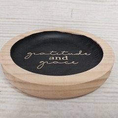 ~New! “Gratitude & Grace” Wood Jewelry Dish Sign Decor Kitchen Bathroom Bedroom