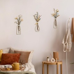 Pigort 3 Pieces Metal Flowers Wall Arts – Rustic Farmhouse Decor Beige