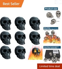 8 Pc Imitated Human Skull Firelog Set for Gas Fireplace Firepit Halloween Decor