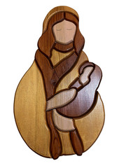 Mary and Baby Jesus Handcrafted Wooden Plaque Christmas Nativity Christian