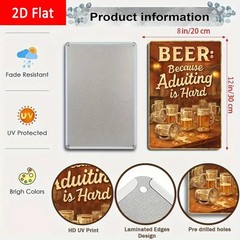 Antique Warm Light Effect Beer Slogan Tin Sign Farmhouse Indoor Decor Piece