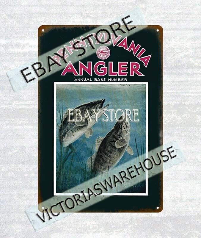 1939 Pennsylvania sporting fishing fisherman cabin metal tin sign auto shop