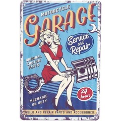 Okuna Outpost 6 Pack Vintage Metal Signs for Retro Garage Wall Decor, 6 Desig…