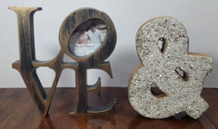Love Letter Plastic Free Standing Frame & Wooden Beaded & AND Sign