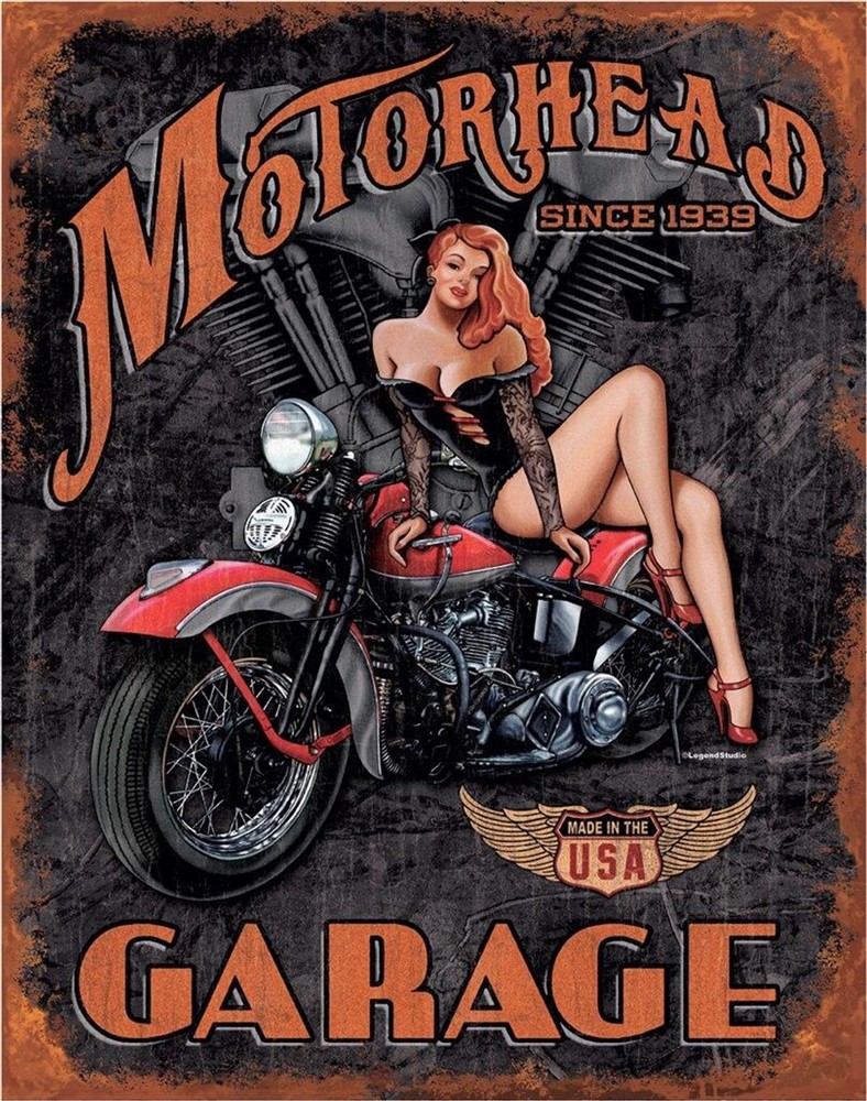 Legends – Motorhead Garage Tin Sign- 12-1/2″W x 16″H, Made in USA #DE-1628