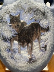 Ceramic Native American Wolf Wall Hanging Indian Southwest Wild 8.5×6.5×1.5”
