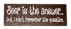 Beer is the answer can’t remember question 10 x 3 1/2 x 3/4 Made in US Wood Sign
