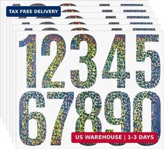 3 inch Reflective Mailbox Numbers for Outside, 6 Sheets 0-9 Number Stickers for