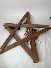 Primitive Wooden Faith Star Wall Hanging Rustic Country Farmhouse Wreath
