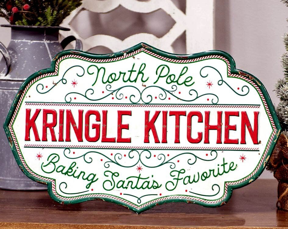 New Embossed North Pole KRINGLE KITCHEN Metal Sign … Christmas
