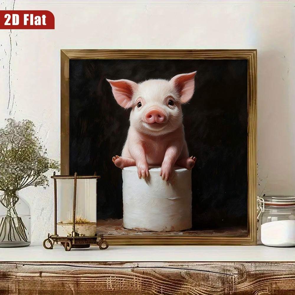Cute Pink Pig Wooden Sign Farmhouse Bathroom Kitchen Cafe Decor Holiday Gift