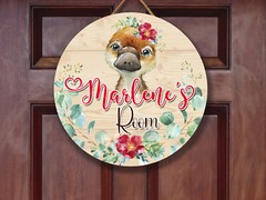 Girls Room Decor Nursery Personalized Name Door Sign Cute Animal Platypus ANM015