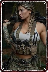 Army Pin Up Sign Aluminum Sign 8×12 Military Decor Female Soldiers Braids