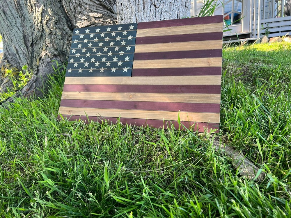 Wooden American Flag  24in x 16in | Rustic American Flag | Wood Wall Art 