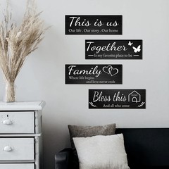 4-Piece Rustic Wall Decor Set – Family, Together, Bless This Home Signs, Farmhou