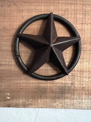 Cast Iron Rustic Texas Star Solid Ring Western Arts Crafts Antique 5-3/8 in