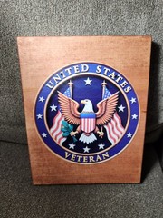 United States Veteran Eagle Plaque Stainless Wood Back 8.875″x11.1975″x0.75″