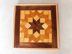 Handmade Folk Art Wooden Star Quilt Pattern Wood Block 12″ signed/dated
