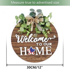 Interchangeable Rustic Seasonal Welcome Sign Wreath for -Round Charm