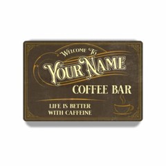 My Happy Place Personalized Brown Coffee Bar Café METAL SIGN or DECAL
