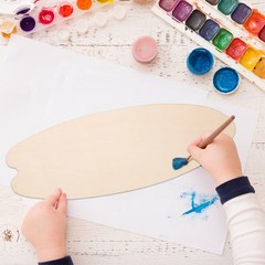Beige Blank Wood Surfboard Hanging Sign with Smooth Edges for Indoor Wall Crafts