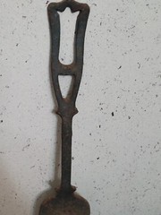 VTG 1950’s Cast Iron Fork Large Rustiv Green Wall Decor 19 1/2 Inch MCM Japan