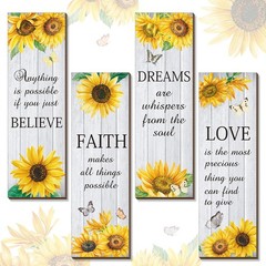 Qunclay 4 Pcs Sunflower Wall Decor Inspirational Sunflower, White