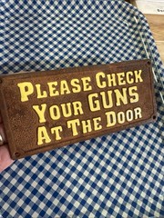 Please Check Guns Door Metal Sign Plaque Rodeo Wild West Cowgirl Bedroom Decor