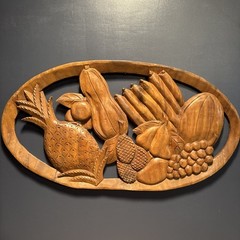 Vintage Wood Fruit Basket Art Wall Decor Mid Century/Art Deco/Farmhouse