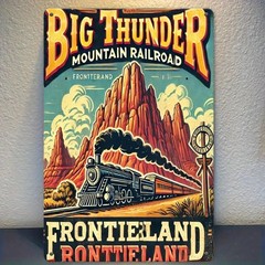 Big Thunder Mountain Metal Sign – Train Rail Road Tin Wall Art Decor