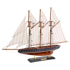 19-inch Atlantic Sailboat Deco, Wooden Schooner Model Ship, Yacht Replica, Na…