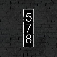 Personalized Vertical LED House Number Sign Modern Address Plaque Outdoor Decor