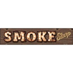 Smoke Shop Bulb Lettering Metal Street Sign Plaque for Home Door Garage Wall