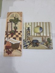 C. Winterle Olson 3D Bathroom Wall Art Plaques 9.5″ X 3.5″ & 5.75″ Square