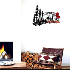 Deer Wall Decor Forest Deer Mountain Metal Art Rustic Cabin Wildlife Hunting