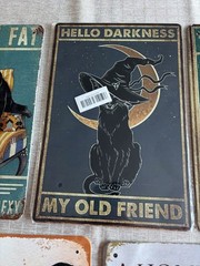Lot Of 6 Cat 5 Metal Signs And 1 Canvas Funny Kitchen Retro Bar Signs
