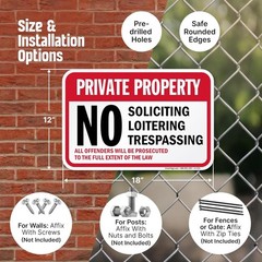 2-Pack Private Property Sign Set, 12×18 Inches