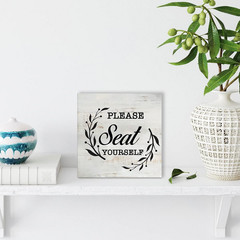 Please Seat Yourself Wood Box Sign Rustic Wooden Box Sign Farmhouse Bathroom Res