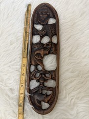 Hand-Carved Wooden African Animal Plaque, Decorative Antique Wall Art, 12×3.5in