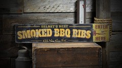 Custom Family Smoked BBQ Sign – Rustic Hand Made Vintage Wooden