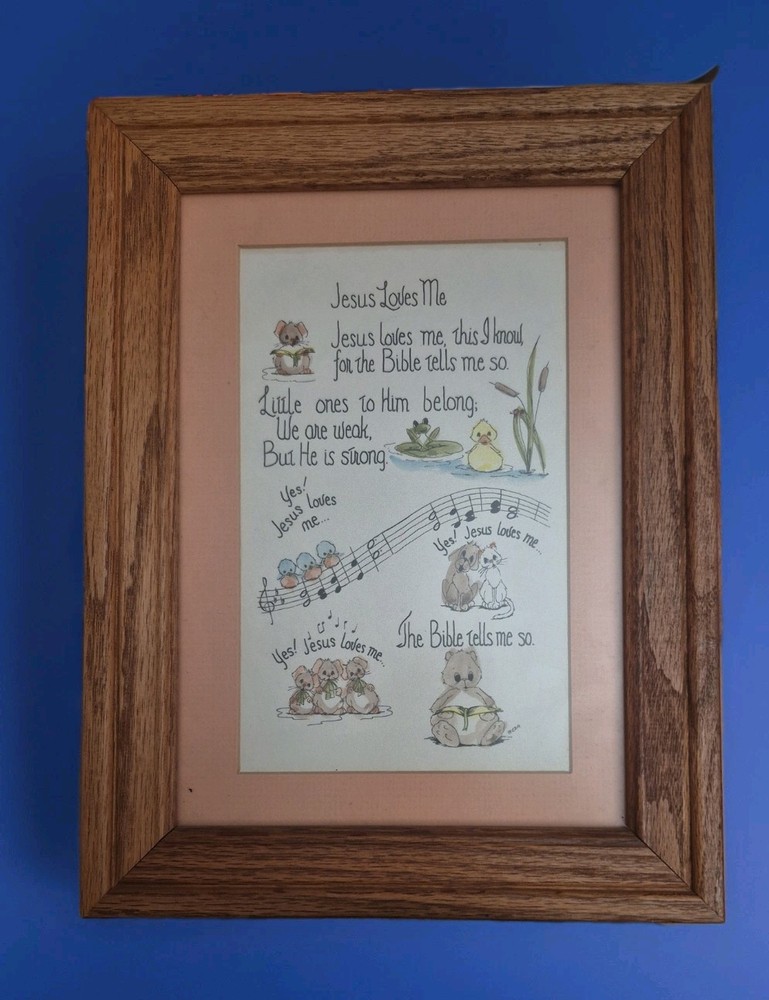 “Jesus loves the little children ” Sony lyric artwork in wooden frame