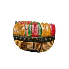 Vintage Jamaica Hand Carved Wood Fruit Basket Wall Hanging Tropical Folk Art