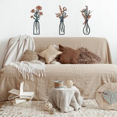3 Pieces Metal Flowers Wall Arts – Rustic Farmhouse Decor Minimalist Flower W…